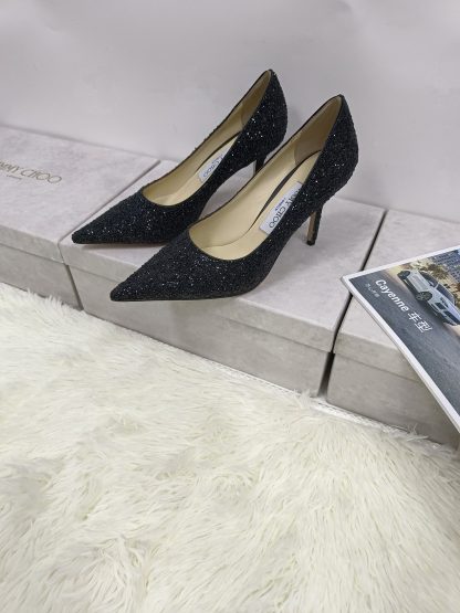 Jimmy Choo glittering black diamond high heels