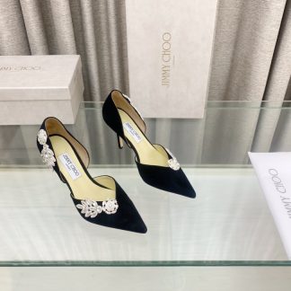 Jimmy Choo new style leaf diamond hollow high-heeled shoes