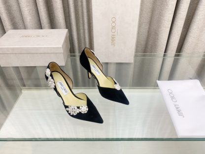 Jimmy Choo new style leaf diamond hollow high-heeled shoes