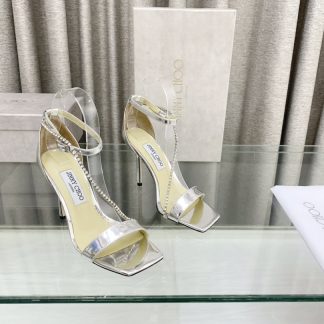 Jimmy Choo new crystal chain square toe high heels