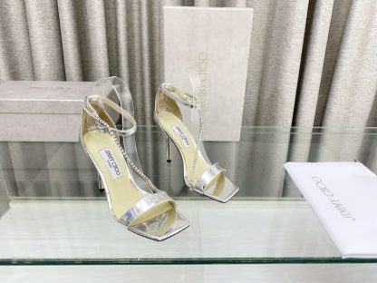 Jimmy Choo new crystal chain square toe high heels