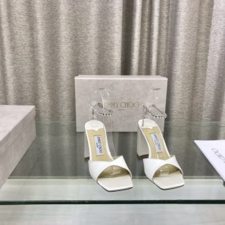 Jimmy Choo new crystal chain square toe high-heeled sandals