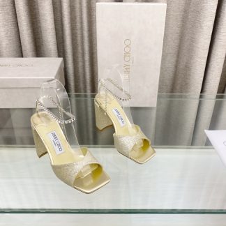 Jimmy Choo new crystal chain square toe high heels