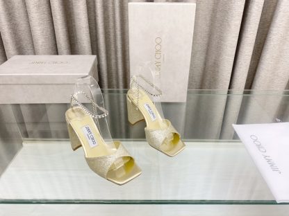 Jimmy Choo new crystal chain square toe high heels