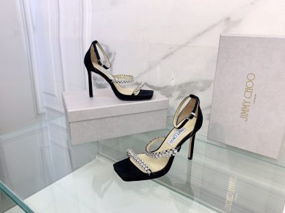 Jimmy Choo new style stiletto heeled back bag diamond chain sandals high heels