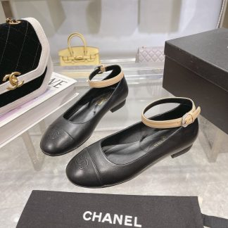 Chanel Comfort Classic Black Almond with Mary Jane Shoes