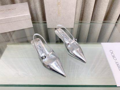 Jimmy Choo new silver fashion slingback high heels
