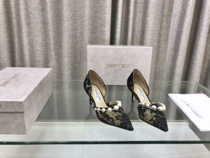 Jimmy Choo new pearl and diamond hollow high-heeled shoes