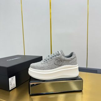 Chanel Grey Casual Versatile Sneakers