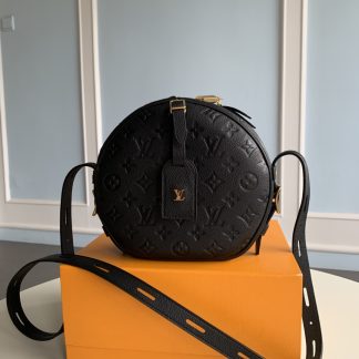 Louis Vuitton 52294 full leather embossed tag round box bag