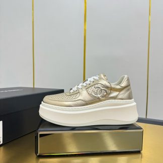 Chanel Gold Casual Versatile Sneakers