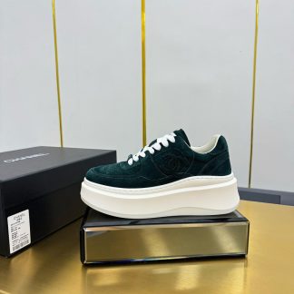 Chanel dark green casual versatile sneakers