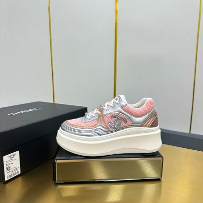 Chanel pink and silver casual versatile sneakers