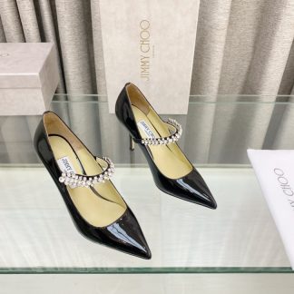 Jimmy Choo Strapless Rhinestone Pointed Toe High Heels