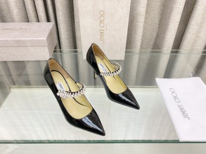 Jimmy Choo Strapless Rhinestone Pointed Toe High Heels
