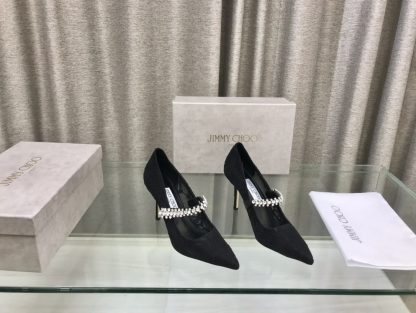 Jimmy Choo Strapless Rhinestone Pointed Toe High Heels