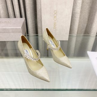 Jimmy Choo Strapless Rhinestone Pointed Toe High Heels