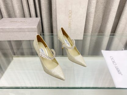 Jimmy Choo Strapless Rhinestone Pointed Toe High Heels