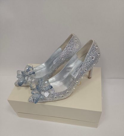 Jimmy Choo silver crystal high heels