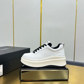 Chanel white with black laces and lining casual versatile sneakers