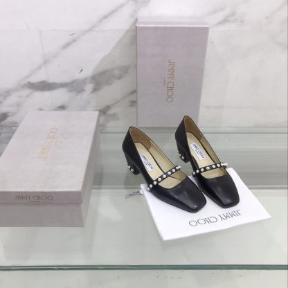 Jimmy Choo Pearl Studded Vintage Chunky Heel Pumps