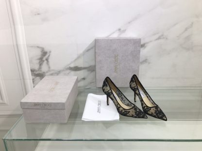 Jimmy Choo lace high-heeled shoes