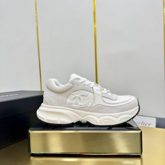 Chanel gray and white classic sports versatile couple style dad shoes