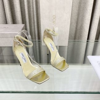 Jimmy Choo new summer crystal chain square toe high heels