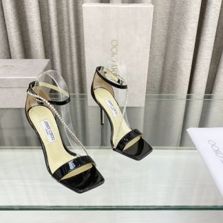 Jimmy Choo new crystal chain square head high heels