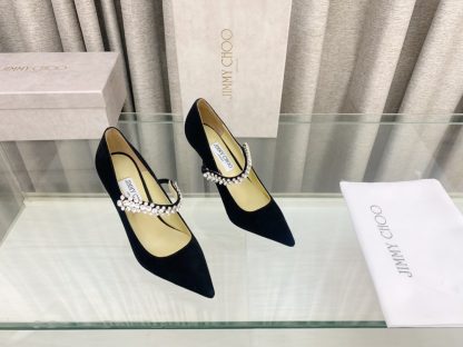 Jimmy Choo one-strap rhinestone pointed high heels