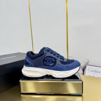 Chanel men's and women's couple's dark blue classic sports casual dad shoes