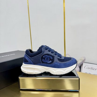 Chanel men's and women's couple's dark blue classic sports casual dad shoes
