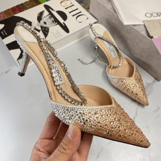 Jimmy Choo diamond chain pointed crystal high heel sandals