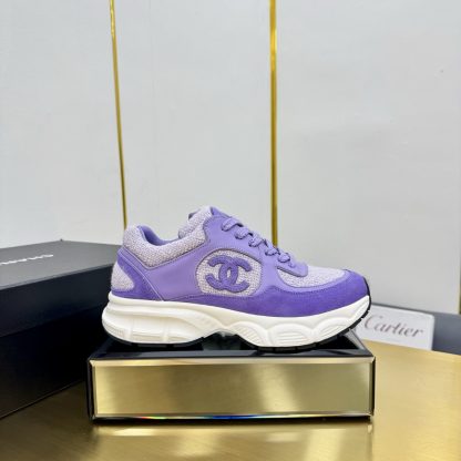 Chanel men's and women's couple's dark purple classic sports casual dad shoes