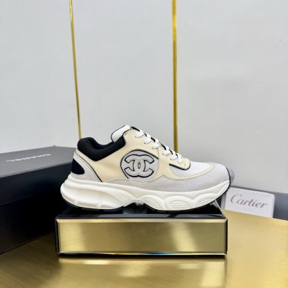 Chanel men's and women's couple's white with beige classic breathable casual dad shoes