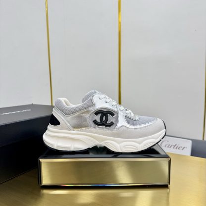Chanel men's and women's couple silver-gray classic breathable casual dad shoes