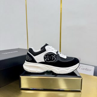 Chanel men's and women's couple's black and white classic breathable casual dad shoes