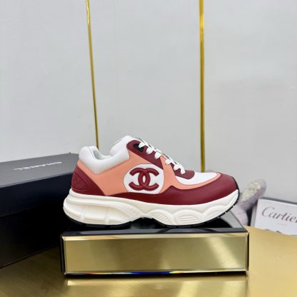 Chanel men's and women's couple's red and white classic sports casual shoes