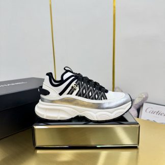Chanel men's and women's couple silver and black classic sports casual dad shoes