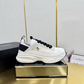 Chanel men's and women's couple's gray and black classic sports casual dad shoes