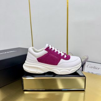 Chanel men's and women's couple's white mix and match pink classic sports casual dad shoes