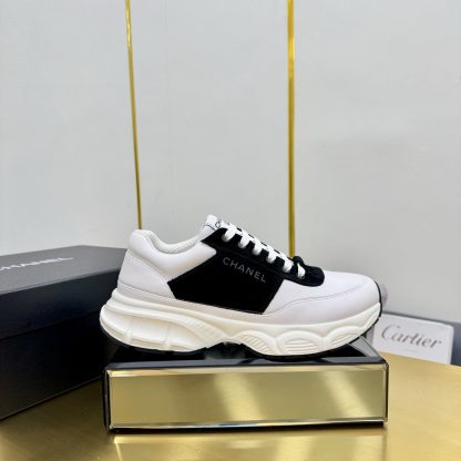 Chanel men's and women's couple's black mix and match white classic sports casual dad shoes