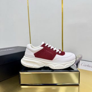 Chanel men's and women's couple's white mix and match red classic sports casual dad shoes