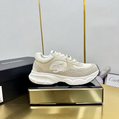 Chanel unisex couple's light yellow brown casual dad shoes