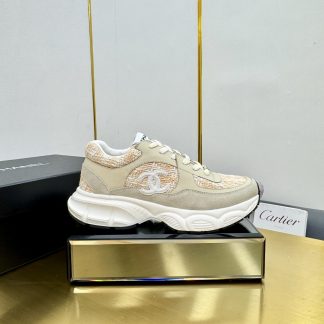 Chanel unisex couple's apricot with orange casual dad shoes