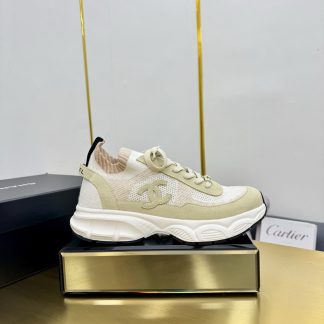 Chanel unisex couple's light green with white casual dad shoes