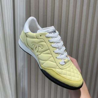 Chanel light yellow versatile casual sneakers