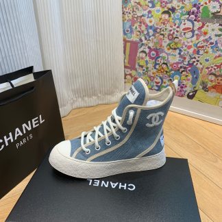 Chanel new comfortable dark blue mid boots