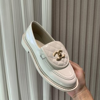 Chanel's new elegant and durable beige shiny loafers for early spring
