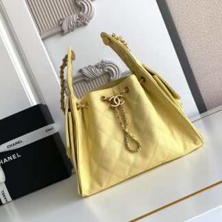 Chanel hobo underarm bag vintage coin button drawstring bucket bag